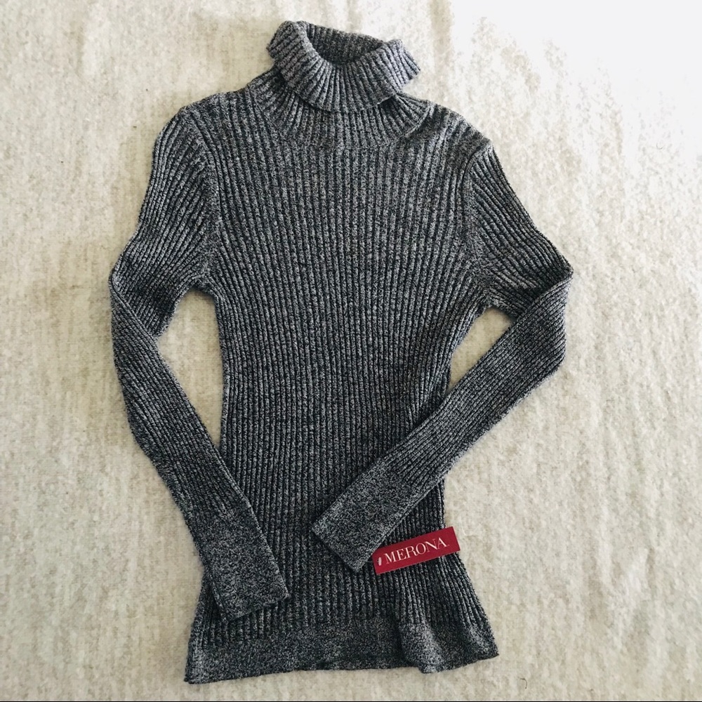 Medina Gray Ribbed Turtleneck Sweater Size XXL